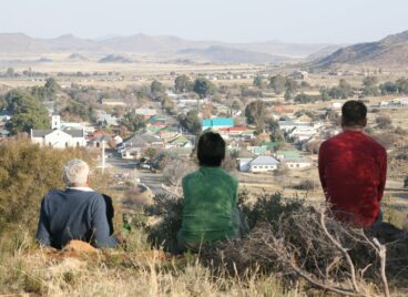 People on a hill overlooking Philippolis